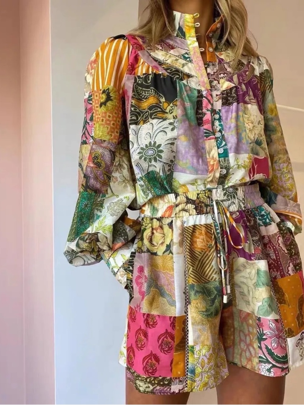 Hattie Patchwork shirt ans short set